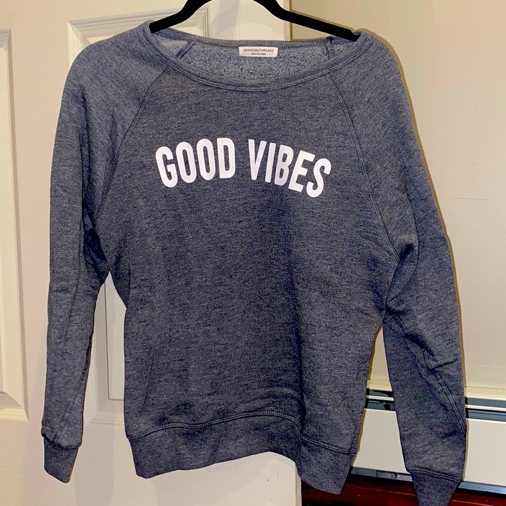Good Vibes Gray Crew Neck!!